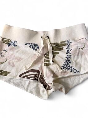 Old Navy Cream Terry Lounge Shorts with Green Logo Detail